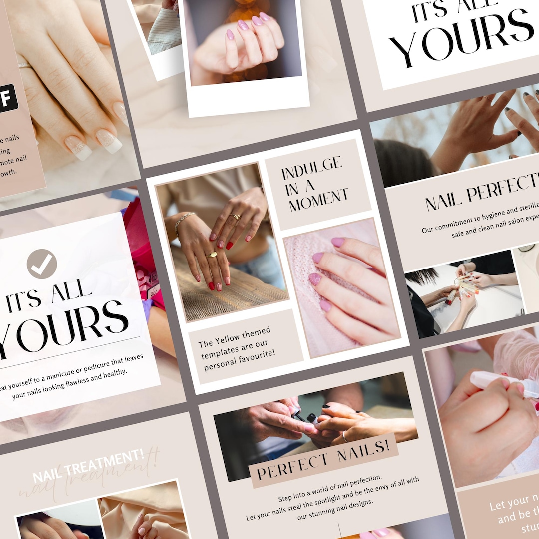 Nail Salon Instagram Template Canva | Editable Social Media Template ...