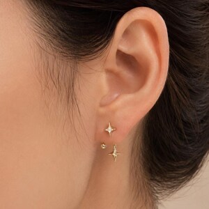 Pendientes colgantes con forma de estrella chapados en oro de 18 quilates, joyería celestial.