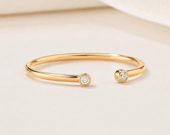 Dainty Open Ring | Adjustable 18K Gold Plated Sterling Silver Band