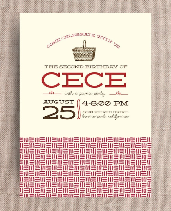 Items similar to Picnic Party Invitation (Digital File, Printable File