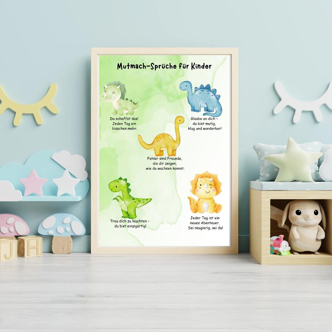 Set of 2 Encouraging Posters for Children | Dinosaur A4 PDF Download ...