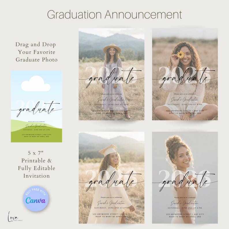 Editable Graduation Announcement, Senior Grad Party Invitation, Photo ...