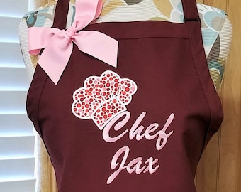 Personalized Apron, Chef Hat Apron, Kitchen Apron, Cooking Apron, Birthday Gift