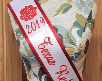 Pageant Sash, Personalized Sash, Embroidered Sash, Festival Sash, Queen Sash