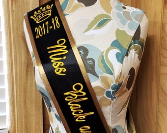 Embroidered Pageant Sash: Custom Satin Queen Sash