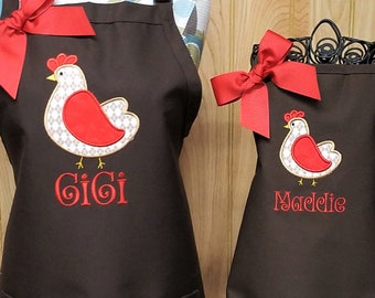 Personalized Aprons, Apron Set, Adult and Child Aprons, Mommy and Me Aprons