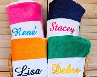 Beach Towel, Personalized Stripe Towel, Monogrammed Towel