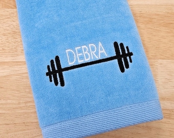 Personalized Barbell Gym Towel: Embroidered Exercise Gift