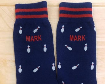 Personalized Bowling Socks, Mens Bowling Socks, Mens Novelty Socks, Monogrammed Socks, Birthday Gift