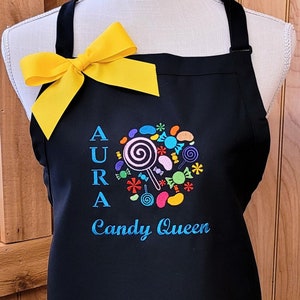 Personalized Kitchen Apron Embroidered with Candy Design