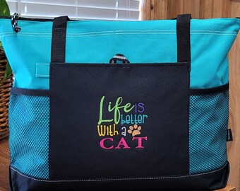 Cat Tote Bag, Pet Travel Bag, Personalized Tote Bag, Cat Lover's Gift