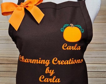 Personalized Apron, Pumpkin Apron, Monogrammed Custom Apron