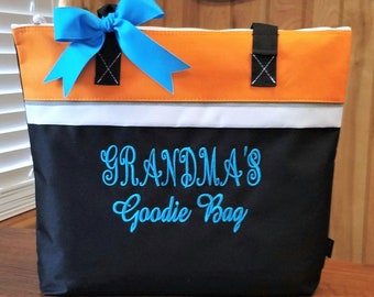 Personalized Tote Bag, Grandma's Goodie Bag, Grandma Tote Bag, Monogrammed Gift, Birthday Christmas