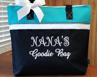 Personalized Tote Bag, Nana's Goodie Bag, Monogrammed Grandmother Gift, Birthday Christmas