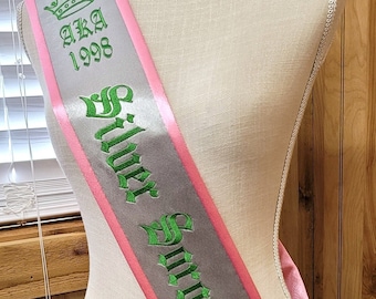 Monogrammed Satin Sorority Sash: Custom Embroidered Pageant Sash