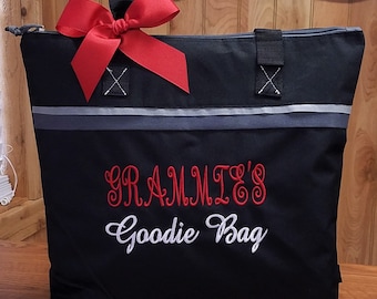 Personalized Grandma Tote Bag: Embroidered Goodie Bag Gift