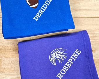 Embroidered Fleece Sweatshirt Blanket, Monogram Throw