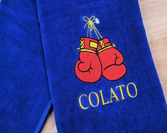 Personalized Sport Towel, Boxing Gloves, Gym Towel, Birthday Gift