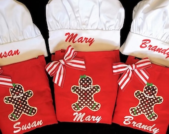 Personalized Apron, Christmas Apron, Gingerbread Cookie Apron, Holiday Apron