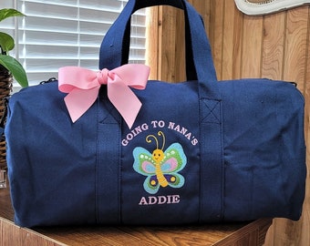 Kids Duffle Bag, Personalized Duffle, Going to Grandma's, Overnight Bag