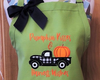 Truck Pumpkins Apron, Thanksgiving Apron, Personalized Apron, Birthday Gift