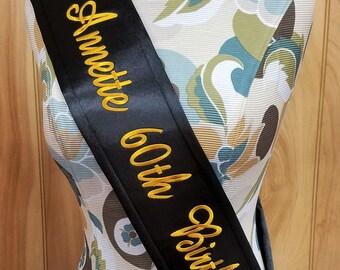 Birthday Sash, Party Sash, Embroidered Sash, Custom Sash, Event Sash