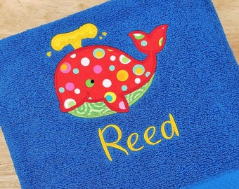 Bath Towel, Whale Beach Towel, Kids Towel, Personalized Towel