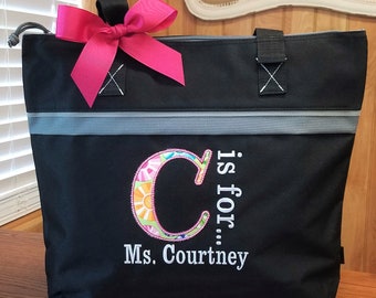 Teacher Tote Bag, Personalized Teacher Bag, Teacher Appreciaton Gift, Monogrammed Bag