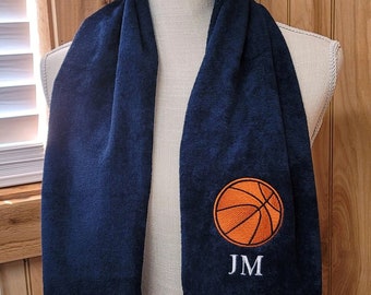 Monogrammed Basketball Towel: Embroidered Terry Velour Gym Sweat Towel