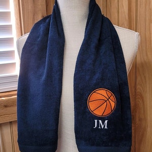 Basketball Sport Towel, Monogram Gym Towel, Long Sweat Towel