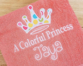 Kids Towel, Princess Towel, Personalized Towel, Monogrammed Towel