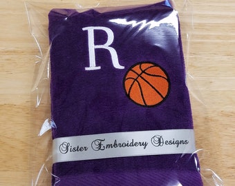 Embroidered Basketball Towel, Personalized Sports Team Gift