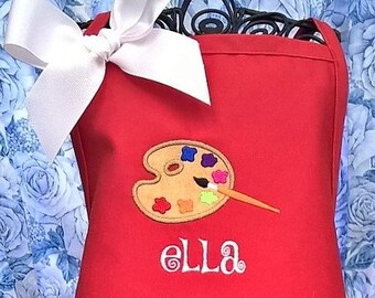 Personalized Kids Apron: Embroidered Paint Palette, Chef or Craft Apron