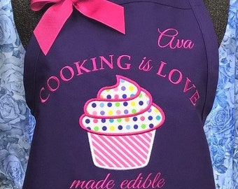 Personalized Apron, Cupcake Apron, Kitchen Apron, Monogrammed Apron