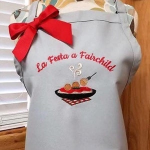 Personalized Pasta Chef Apron: Embroidered Spaghetti & Meatballs