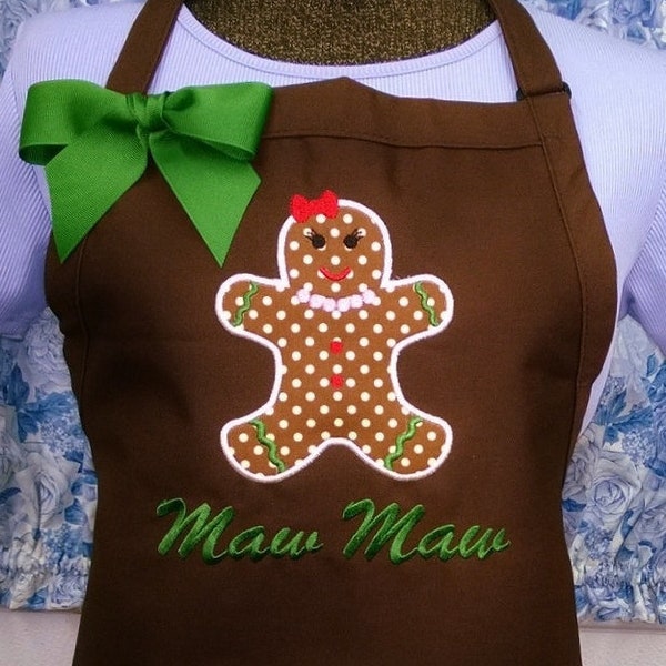 Personalized Apron, Gingerbread Girl Apron, Baking Apron, Christmas Apron