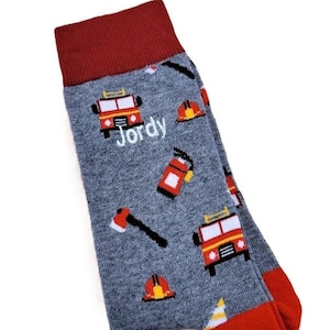 Mens Novelty Socks, Fireman Socks, Personalized Socks, Monogrammed Socks