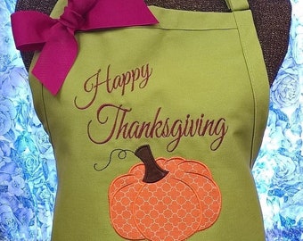 Thanksgiving Apron, Kitchen Apron, Monogrammed Apron, Hostess Gift