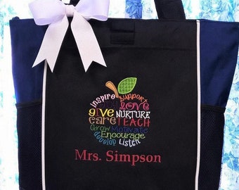 Teacher Tote Bag, Teacher Gift, Subway Art, Personalized Gift