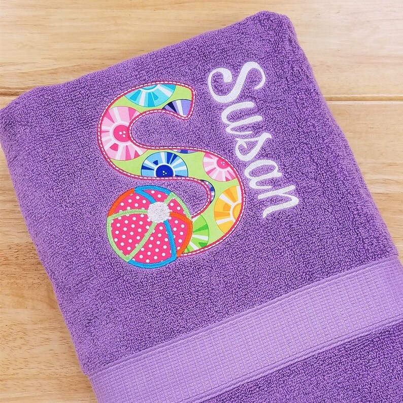 Pesonalized Bath Towel Beach Ball Monogram Beach Towel Kids Etsy