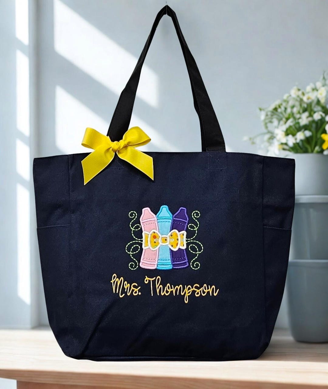Teacher Tote, Embroidered Teacher Bag, Back to School Gift - Etsy