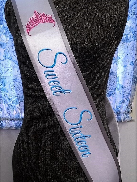 Personalized Sash, Sweet Sixteen Birthday, Embroidered Sash