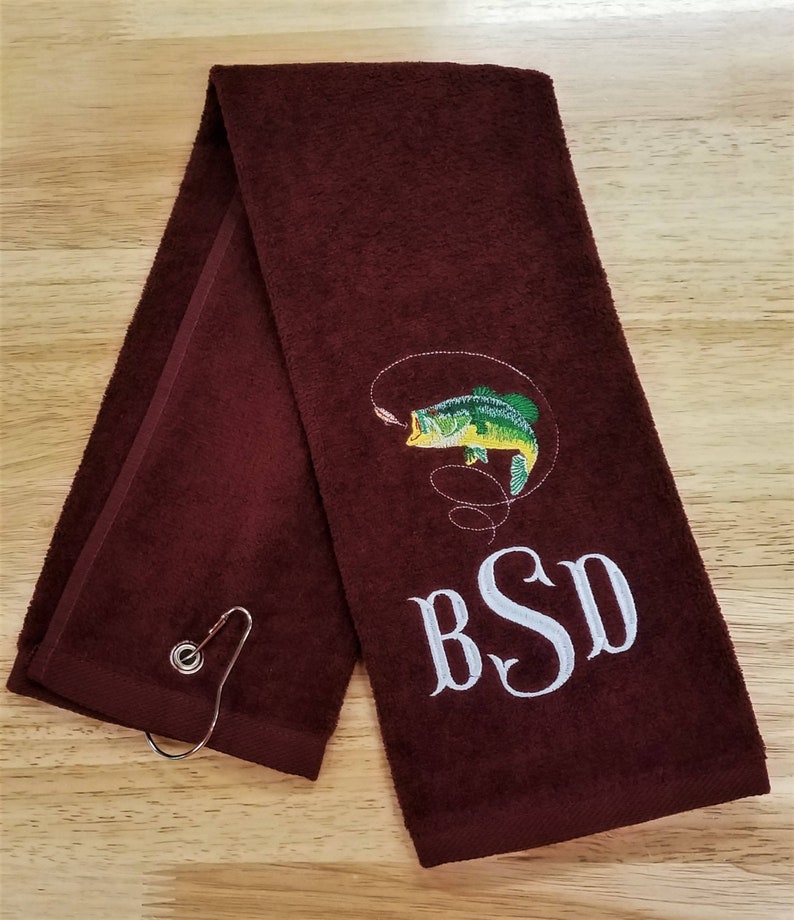 Fishing Towel Monogrammed Sports Towel Trifold Grommet Fish Etsy