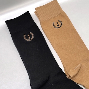 Men's Socks, Men's Dress Socks, Personalized Socks, Groomsmen Socks Initial, Laurel Leaf