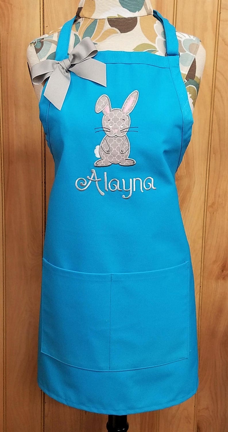 Personalized Apron Kitchen Apron Bunny Apron Monogrammed Etsy