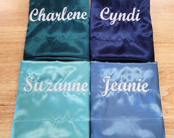 Monogrammed Satin Pillowcase: Personalized Embroidered Gift