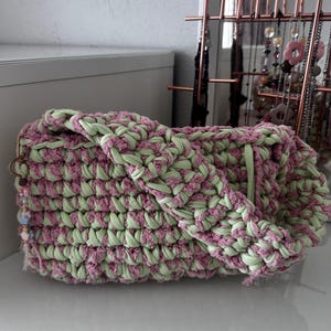 Handmade Crochet Tote Bag - Knitted Cotton Yarn Purse