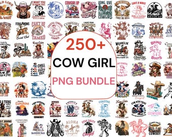 Cowgirl Vibes PNG Bundle | Western, Country Girl, Rodeo Designs (Digital Download)