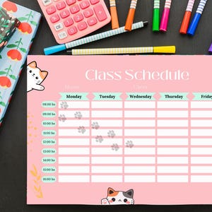 Class Schedule - Back To School - Printable Class Schedule for Girls | Pastel Colors Pack | 7 PDF Versions Included | Instant Download