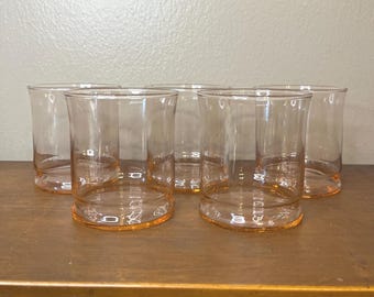 Juego de 5 vasos vintage Libbey rosas, cinco piezas